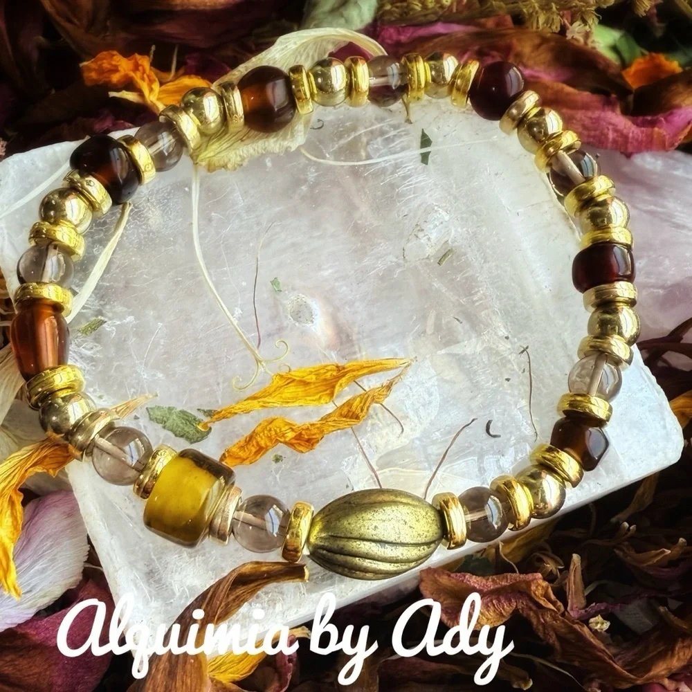 Alquimia Gold and Amber and smoky quartz Bracelet